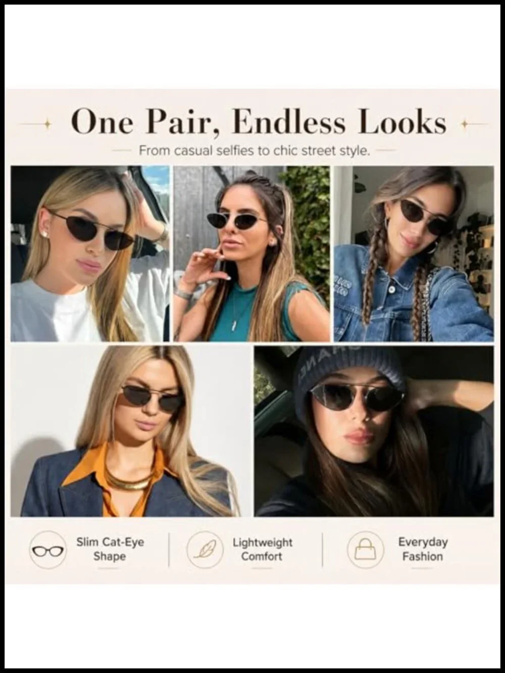 Retro Cat Eye Sunglasses UV400 Metal Frame